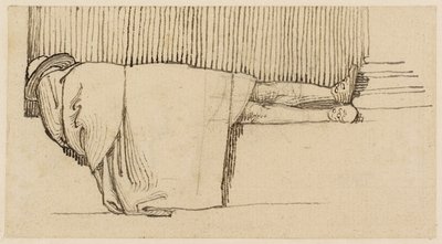 A Man in a Cloak Asleep on the Plinth of a Building by John Flaxman